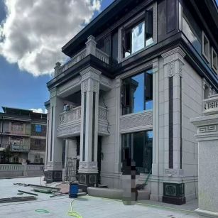 承德 别墅干挂，芝麻白与芝麻黑完美配合